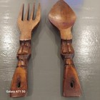 Vintage Carved Wooden Spoon And Fork  Wall Art Decor Retro Made In Phillipines 