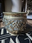 Antique Old Arts And Crafts Nouveau Brass Planter Lion Handles 