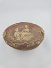 Vintage Incolay Stone Pink Box Victorian Scene Handcrafted Usa Jewelry Floral