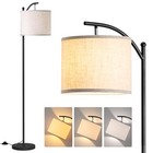  Floor Lamp For Living Room With 3 Color Temperatures  Black beige Shade