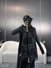 Gucci 100  Cashmere Gg Logo Scarf Black gray