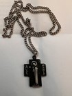 Catholic Ave Maria Cross  Holy Spirit Silver Tone Religious Medal Necklace  Vtg