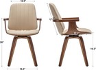 Set Of 2 Swivel Dining Chairs Mid Century Faux Leather Walnut Kitchen Beige