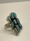 Sterling Silver   Turquoise Southwestern Design Ring Adjustable Size 16g