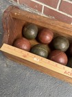 Vintage Super Martel 90mm Italian Bocce Set - 8 Composition Balls W  Wood Case