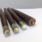 Set Of 4 Vintage Mid-century 14 5  Tapered Wood Table Legs Brass Tips
