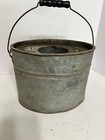 Antique Oval Galvanized Metal Fishing Bait Bucket Minnow Pail 