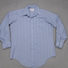 Vintage 70s Arrow Kent Collection Shirt Dagger Collar Men 16-32 Blue Long Sleeve