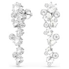 Swarovski Crystal Long Drop Dangle Earrings Silver Tone Cluster Jewelry Gift