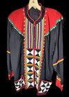 Vtg Akha Hill Tribe Jacket Sz Large Black Read Handwoven Embroidered Thailand