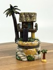 Porcelain Hinged Trinket Box Palm Tree Hut Jungle Oversized Large