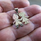 Sterling Silver Pendant 2 Children 1 4g  4049 