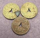 3 Antique 1922 Pittsburgh Railways Co  One Fare Transit Tokens