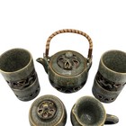 Vintage Mid Century Japanese Somayaki Tea Set     22k Gold Accented Elegance