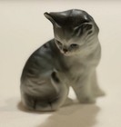 Vintage Lefton Gray Striped Kitty Cat Figurine Japan Mcm Small Ceramic