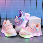 Kids Girls Flashing Light Up Mesh Sneakers Toddler Led Luminous Sport Shoes New