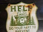 Vintage Us Forestry Service Porcelain Sign Smokey Bear Prevent Forest Fires Usfs