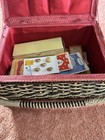Vintage 1950   s Wicker Sewing Basket - Full Of Vintage Contents
