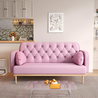 Modern Loveseat Sofa Couch Upholstered Two Seater Pu Sofa Lounge W  2 Pillows