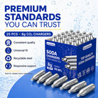 Greatwhip Soda Chargers Seltzer Chargers 8g Co2 Cartridge 25   Pack Fizzy Water