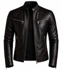 Men s Black Genuine Leather Jacket Cafe Racer Slim Fit Motorcycle Biker Coat
