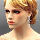 Silver Plated Clear Crystal Rhinestone Wedding Bridal Floral Dangle Earrings 018