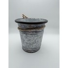 Small Galvanized Metal Tin Bucket With Joy Christmas Sentiment And Rope Handle