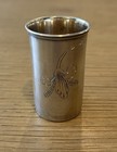Vintage Soviet Russian 875 Silver Shot Glass     Hand-etched Floral Vodka Cup