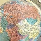 Vintage 1950 s Replogle Reference 12 Inch World Globe Mcm Stand   Hour Chart