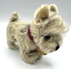 Steiff Tessie Mohair Schnauzer Dog Tag And Id Button Red Collar Germany Stuffed