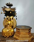 35 4  Old Tibet Bronze Gold Shakyamuni Amitabha Buddha Lotus Flower Sit Statue
