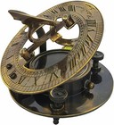 Handmade Antique Brass Pocket Sundial Compass With Box Marine Boat Gift