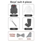 Boys  6-piece Formal Slim Fit Suit Vest Set Adjustable Waist