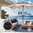 10ft 3 Tier Patio Umbrella Led Lights Solar Market Umbrella W tilt Crank Outdoor