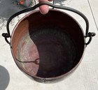Vintage Solid Copper Cauldron Pot Hanging Handle Patina Farmhouse Large 12x8 75   