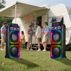 Dual 15  Bluetooth Speaker Subwoofer Heavy Bass Party Sound System W  Mic Lights