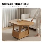 2-tier Round Rolling Table Movable With Casters Mobile Furniture For Small