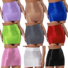 Lady Glossy Shiny Pencil High Waist Wrapped Hip Skirt Bodycon Miniskirt Clubwear