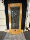 Antique 1912 Oak Glass Door With Mail Slot  Dimensions Are 80 X 32 In 