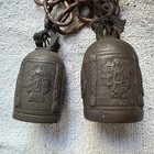 2 Vtg Thai Brass Temple Bells Ganesha Elephant Brass Decor Patina Buddha Asian