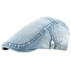 Women Denim Newsboy Hat Cotton Flat Cap Ivy Gatsby Driving Light Blue-a