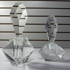 Art Deco Crystal Perfume Bottle Pair Faceted Prism Vintage Vanity Decor Japan