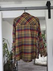 Kavu Women s Plaid Zip Flannel Size S Mid-length Pockets Tan Multi