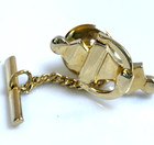 Movable Door Knock Pin Tie Tack With Chain   Bar Gold Color 3d Great Detailing
