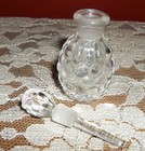 Vtg Miniature Clear Hobnail Glass Made In France Perfume Bottle   Stopper Dabber