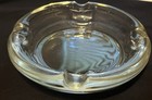 Old Vintage Cigarette Ashtray   Heavy Round Clear Glass 4 Slot Tobacciana  mcm 
