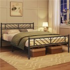 Metal Bed Frame Twin full queen Platform Bed With Arrow Design Headboard