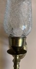 Vintage Brass Wall Sconce Taper Candle Holder Crackle Glass Shade 14 5 Inches