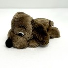 Dakin Drooper Dog Dark Brown 6    Stuffed Plush Puppy Ground Nutshells 70s Vintage