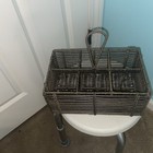 Wire  Wicker Look Utensil Caddy  Picnic Table  Bottle Holder   6 Sections Handle